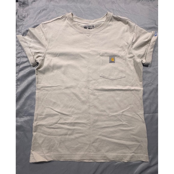 Carhartt Tops - Carhartt Rosie the Riveter Pocket T-Shirt Cream Loose Fit Small S Womens Graphic